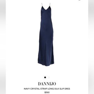 Dannijo Navy Crystal Strap Long Silk Slip Dress - Size Medium